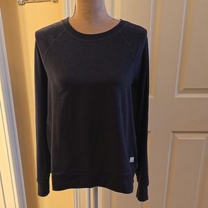Vuori Dark Navy Sweatshirt with Tan Logo Patch